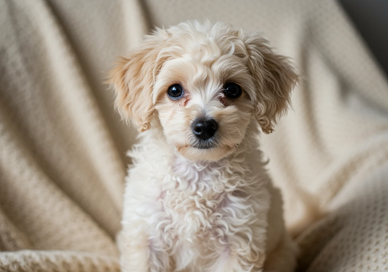 Chiot caniche miniature blanc